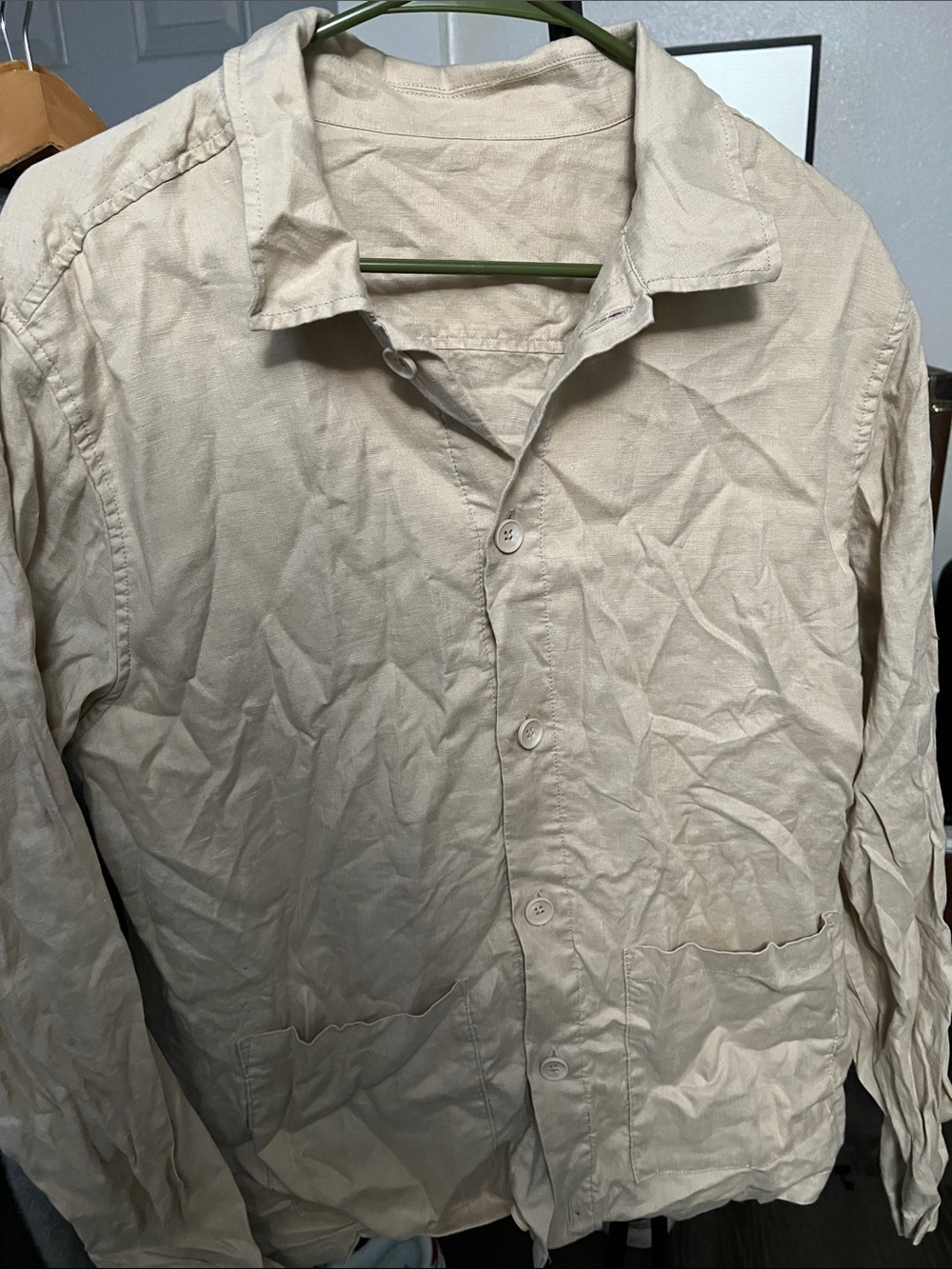 Quince Beige Lightweight Button-Up Shirt Jacket